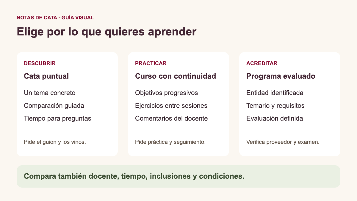Tres rutas de aprendizaje y qué comprobar en cada oferta.