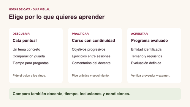 Tres rutas de aprendizaje y qué comprobar en cada oferta.