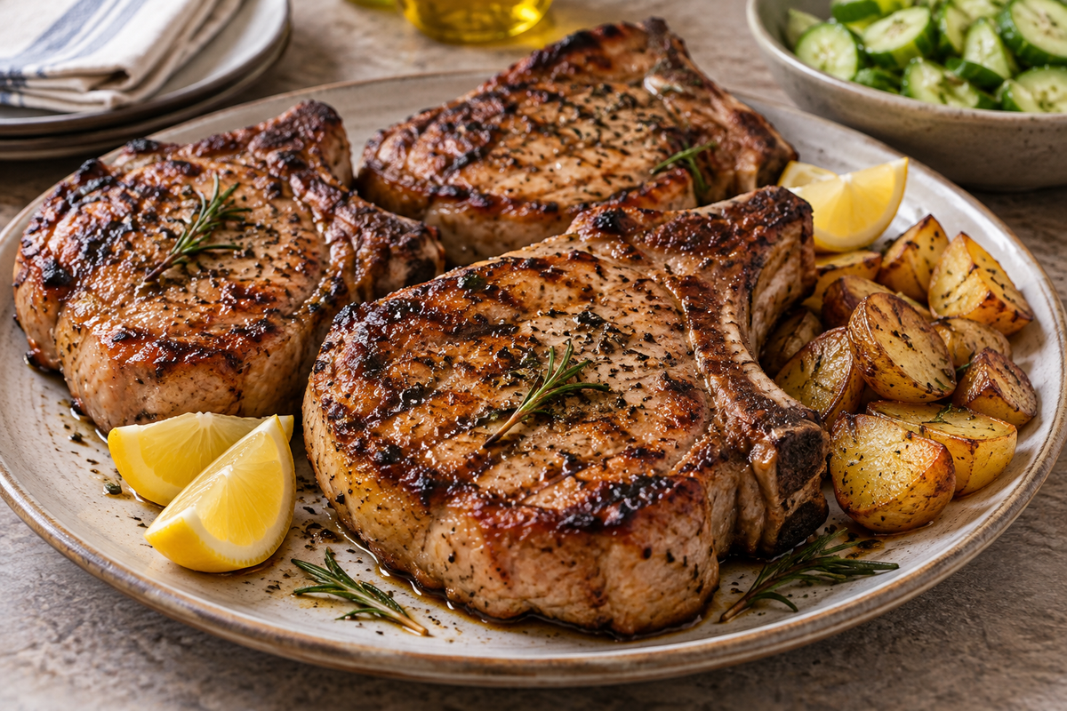 Chuletas de cerdo a la parrilla sin que queden secas — imagen ilustrativa generada con IA