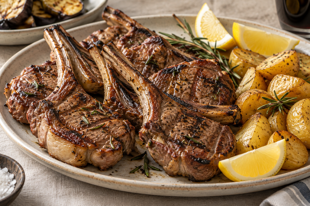 Chuletas de cordero a la parrilla con romero — imagen ilustrativa generada con IA