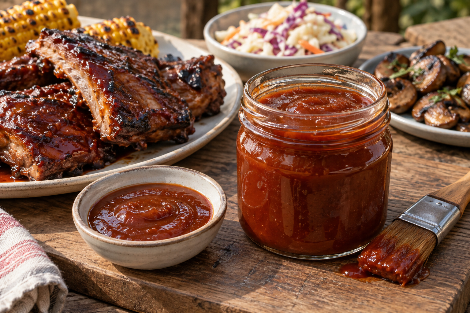 Salsa BBQ casera con menos dulzor — imagen ilustrativa generada con IA